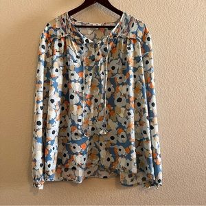 Joie Long Sleeve Floral Peasant Blouse Size XXL